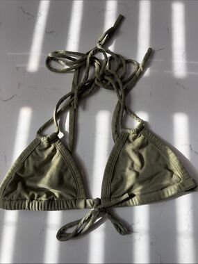 Olive Green Suede Triangle Bikini Top